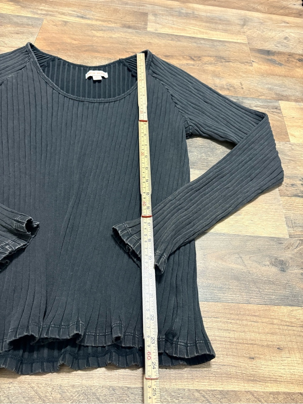 Knox Rose Ribbed Long Sleeve Top | Size XL | Black Scoop Neck Stretch Shirt | - Picture 3 of 4